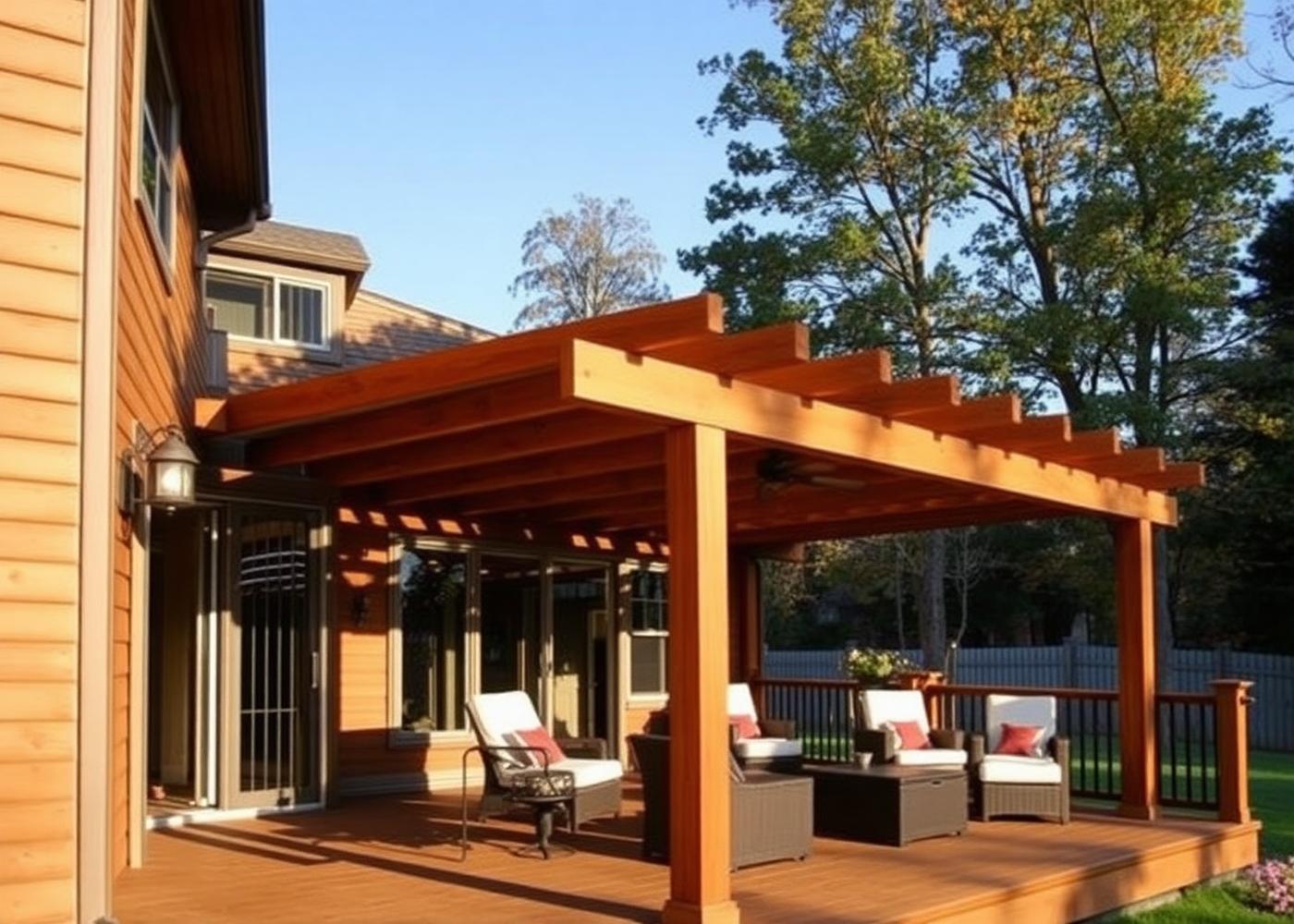 Covered cedar porch built by Wood Brothers